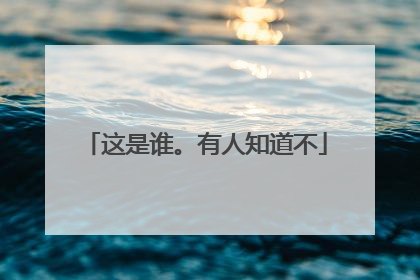 这是谁。有人知道不
