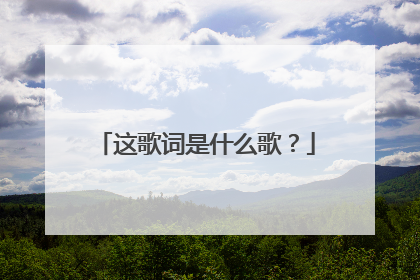 这歌词是什么歌？