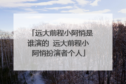 远大前程小阿悄是谁演的 远大前程小阿悄扮演者个人