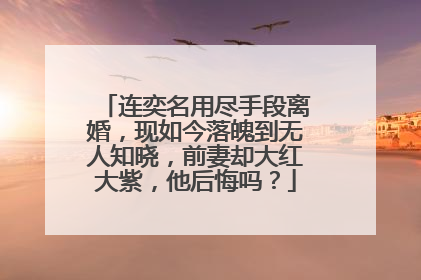 连奕名用尽手段离婚,现如今落魄到无人知晓,前妻却大红大紫,他后悔吗?