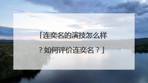 连奕名的演技怎么样？如何评价连奕名？