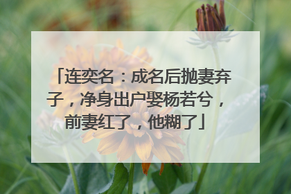 连奕名:成名后抛妻弃子,净身出户娶杨若兮,前妻红了,他糊了