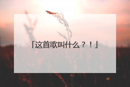 这首歌叫什么?!