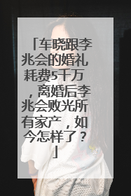 车晓跟李兆会的婚礼耗费5千万，离婚后李兆会败光所有家产，如今怎样了？