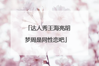 达人秀王海亮胡梦周是同性恋吧