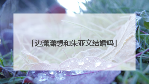 边潇潇想和朱亚文结婚吗