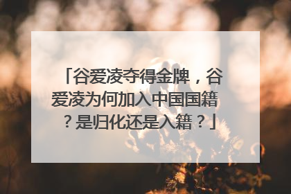 谷爱凌夺得金牌,谷爱凌为何加入中国国籍?是归化还是入籍?