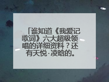 谁知道《我爱记歌词》六大超级领唱的详细资料？还有天悦·凌晗的。越详细越好。谢谢啦！