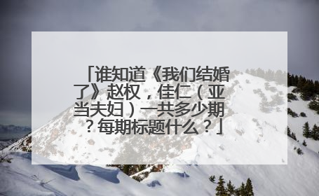 谁知道《我们结婚了》赵权，佳仁（亚当夫妇）一共多少期？每期标题什么？