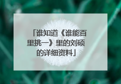 谁知道《谁能百里挑一》里的刘硕的详细资料