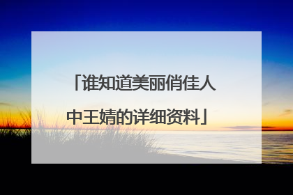 谁知道美丽俏佳人中王婧的详细资料