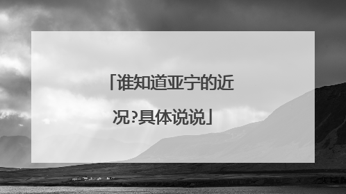 谁知道亚宁的近况?具体说说