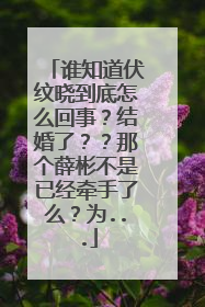 谁知道伏纹晓到底怎么回事?结婚了??那个薛彬不是已经牵手了么?为...