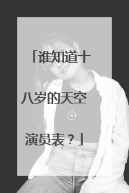 谁知道十八岁的天空演员表？