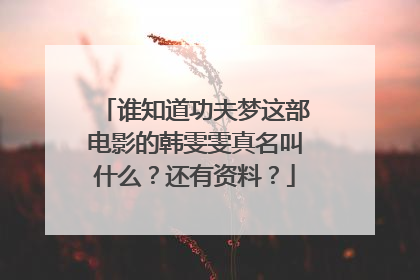 谁知道功夫梦这部电影的韩雯雯真名叫什么？还有资料？