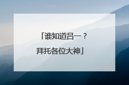 谁知道吕一？拜托各位大神