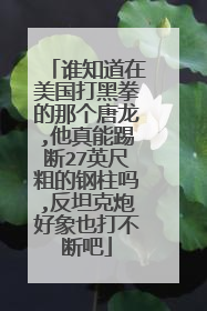 谁知道在美国打黑拳的那个唐龙,他真能踢断27英尺粗的钢柱吗,反坦克炮好象也打不断吧