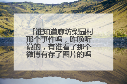 谁知道廊坊梨园村那个事件吗,昨晚听说的,有谁看了那个微博有存了图片的吗能给我看看吗?