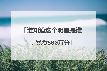 谁知道这个明星是谁，悬赏500万分