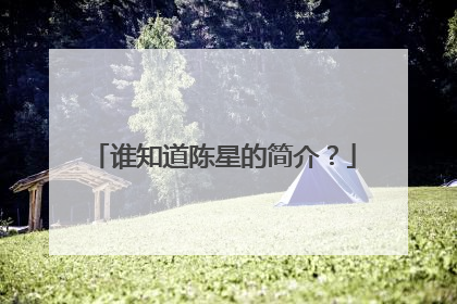 谁知道陈星的简介?