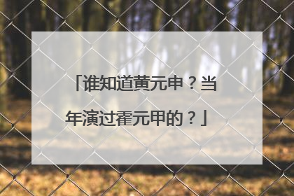 谁知道黄元申？当年演过霍元甲的？