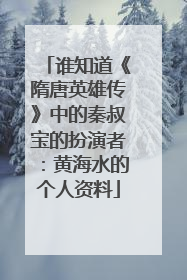 谁知道《隋唐英雄传》中的秦叔宝的扮演者:黄海水的个人资料