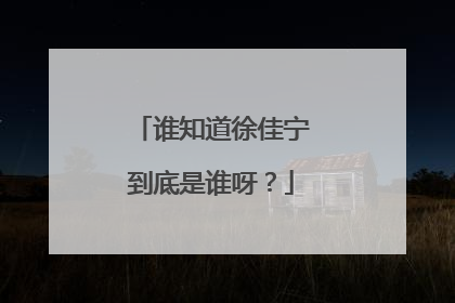 谁知道徐佳宁到底是谁呀？