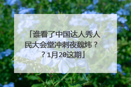 谁看了中国达人秀人民大会堂冲刺夜魏炜？？1月20这期