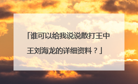谁可以给我说说散打王中王刘海龙的详细资料？