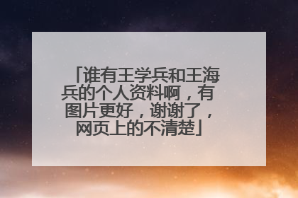 谁有王学兵和王海兵的个人资料啊，有图片更好，谢谢了，网页上的不清楚