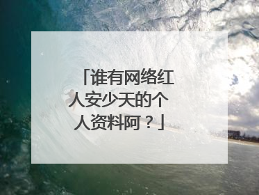 谁有网络红人安少天的个人资料阿？
