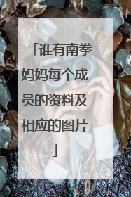 谁有南拳妈妈每个成员的资料及相应的图片