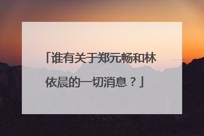 谁有关于郑元畅和林依晨的一切消息?