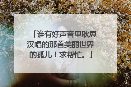 谁有好声音里耿思汉唱的那首美丽世界的孤儿!求帮忙。