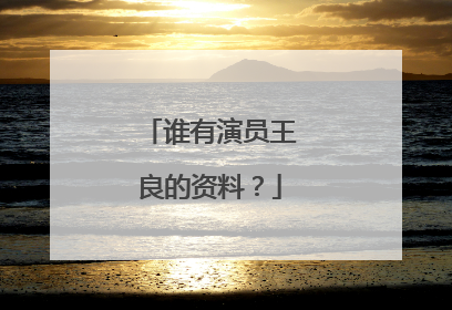 谁有演员王良的资料？