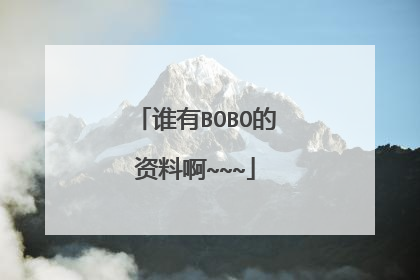 谁有BOBO的资料啊~~~
