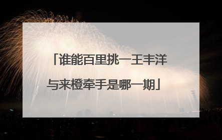 谁能百里挑一王丰洋与来橙牵手是哪一期