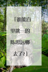 谁能百里挑一的陈思远哪去了?