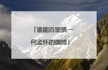 谁能百里挑一何孟怀的微博