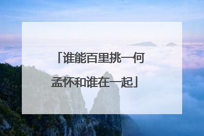 谁能百里挑一何孟怀和谁在一起