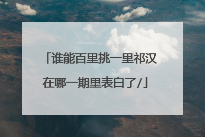 谁能百里挑一里祁汉在哪一期里表白了/