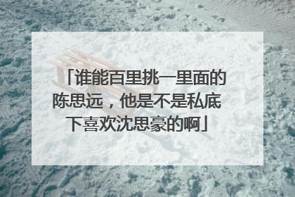 谁能百里挑一里面的陈思远,他是不是私底下喜欢沈思豪的啊
