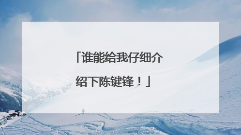 谁能给我仔细介绍下陈键锋!
