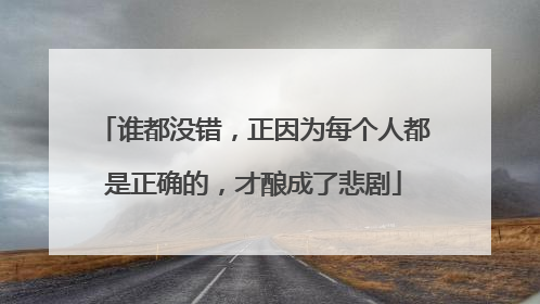谁都没错，正因为每个人都是正确的，才酿成了悲剧
