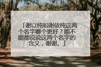 谢以纯和谢依纯这两个名字哪个更好?能不能都说说这两个名字的含义,谢谢。