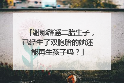谢娜辟谣二胎生子，已经生了双胞胎的她还能再生孩子吗？