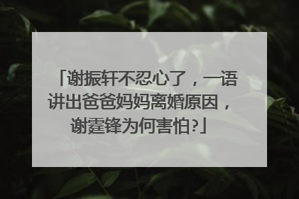 谢振轩不忍心了，一语讲出爸爸妈妈离婚原因，谢霆锋为何害怕?