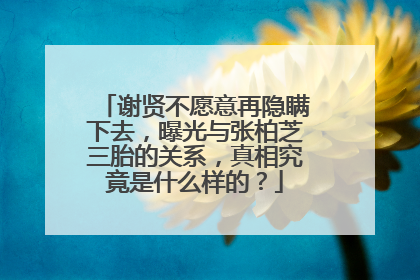 谢贤不愿意再隐瞒下去,曝光与张柏芝三胎的关系,真相究竟是什么样的?