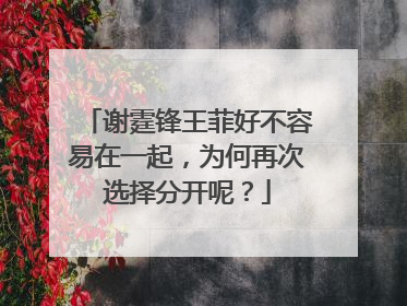 谢霆锋王菲好不容易在一起,为何再次选择分开呢?