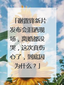 谢霆锋新片发布会泪洒现场，离婚都没哭，这次真伤心了，到底因为什么？